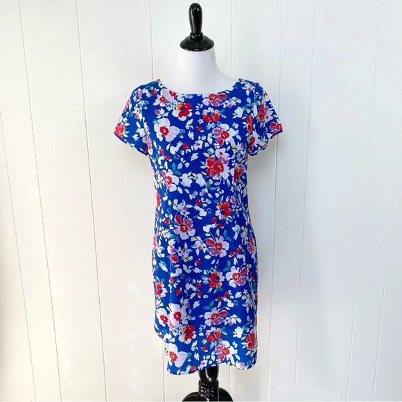 Yumi Kim Blue Floral Shift Dress Size Medium Exposed Zip Love Potion Mini #DR710 - Picture 3 of 15